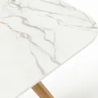 Gartentisch mit Holzsockel und Calacatta Oro Keramikplatte - Infinity Viadurini