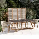 Gartentisch mit Holzsockel und roter Domus-Keramikplatte - Infinity Viadurini