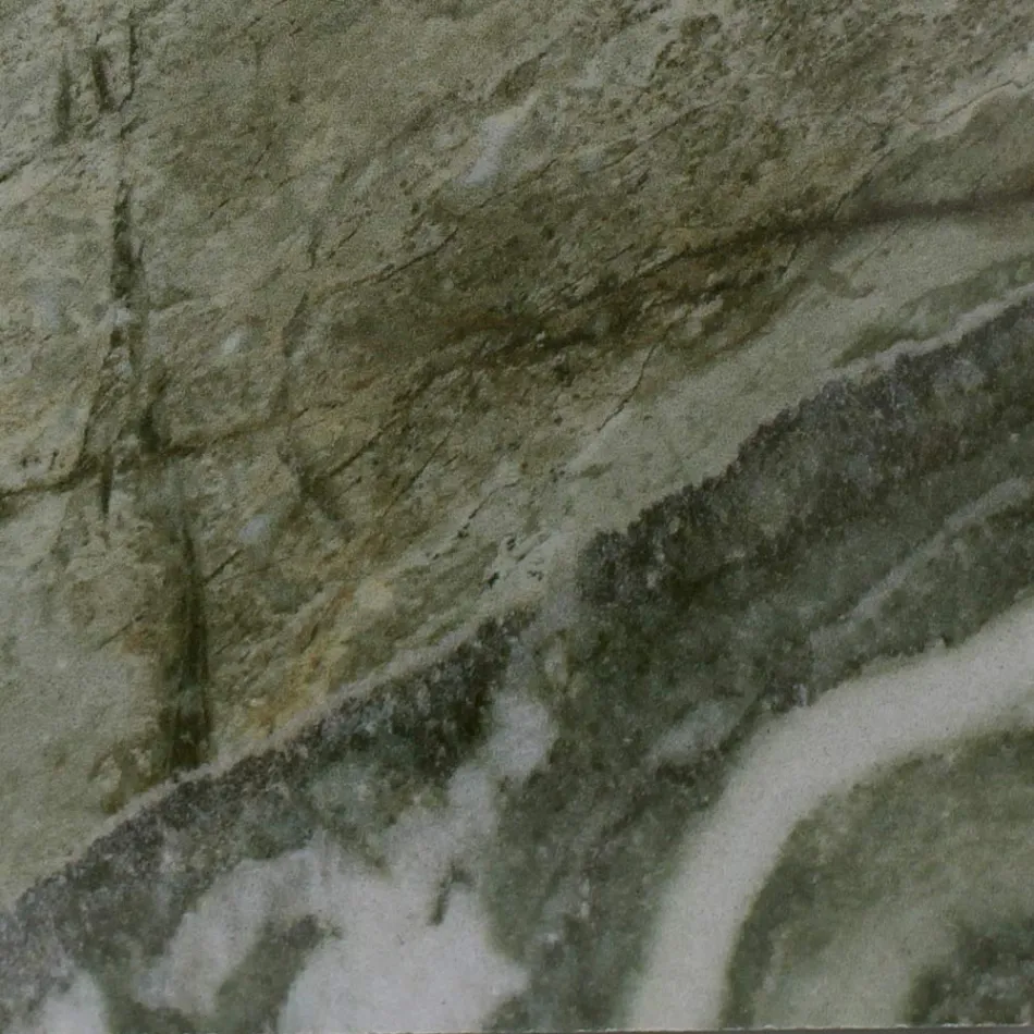 Gartentisch mit Holzsockel und Royal Peacock-Keramikplatte - Infinity Viadurini