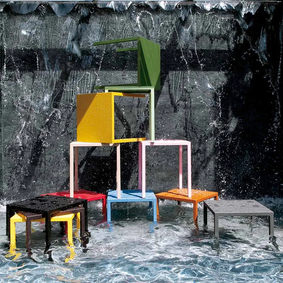 Outdoor-Tisch mit Gestell aus verzinktem Stahl Made in Italy - Azul Viadurini