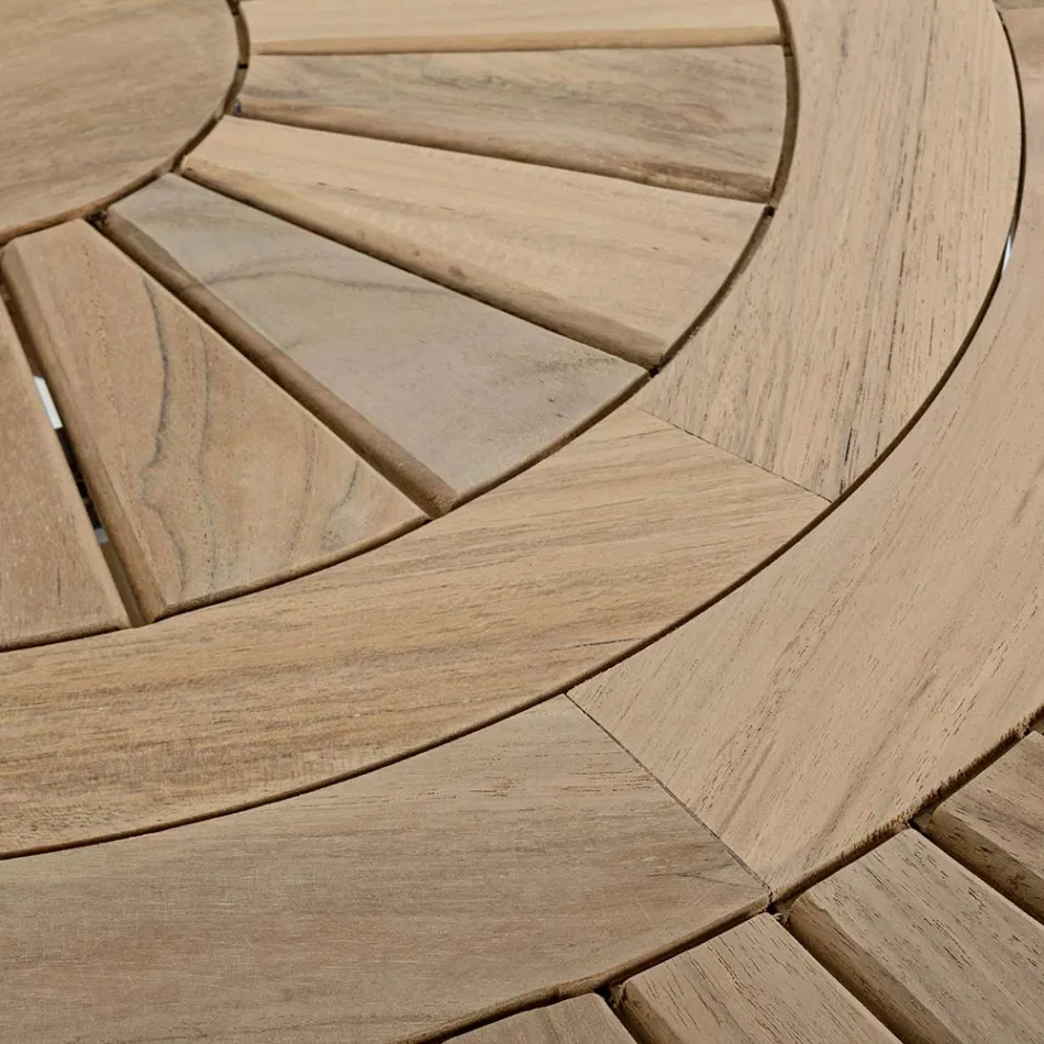 Outdoor-Tisch aus Teakholz mit drehbarer Mittelplatte, Homemotion – Dimitris Viadurini