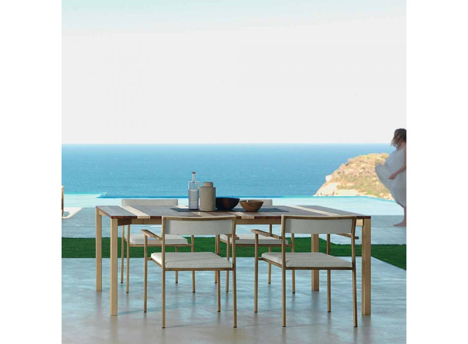 Casilda Talenti moderner Außentisch aus Holz und Edelstahl 200x100