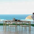 Casilda Talenti moderner Außentisch aus Holz und Edelstahl 200x100
