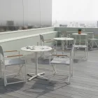 Runder Tisch für draußen Durchmesser 75 cm in Beige Aluminium - Brisea Viadurini