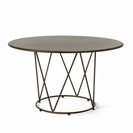 Runder moderner Tisch im Freien aus lackiertem Metall Made in Italy - Ibra Viadurini