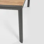 Gartentisch 180x90 cm mit Aluminiumbasis und Teakholzplatte - Mean Viadurini