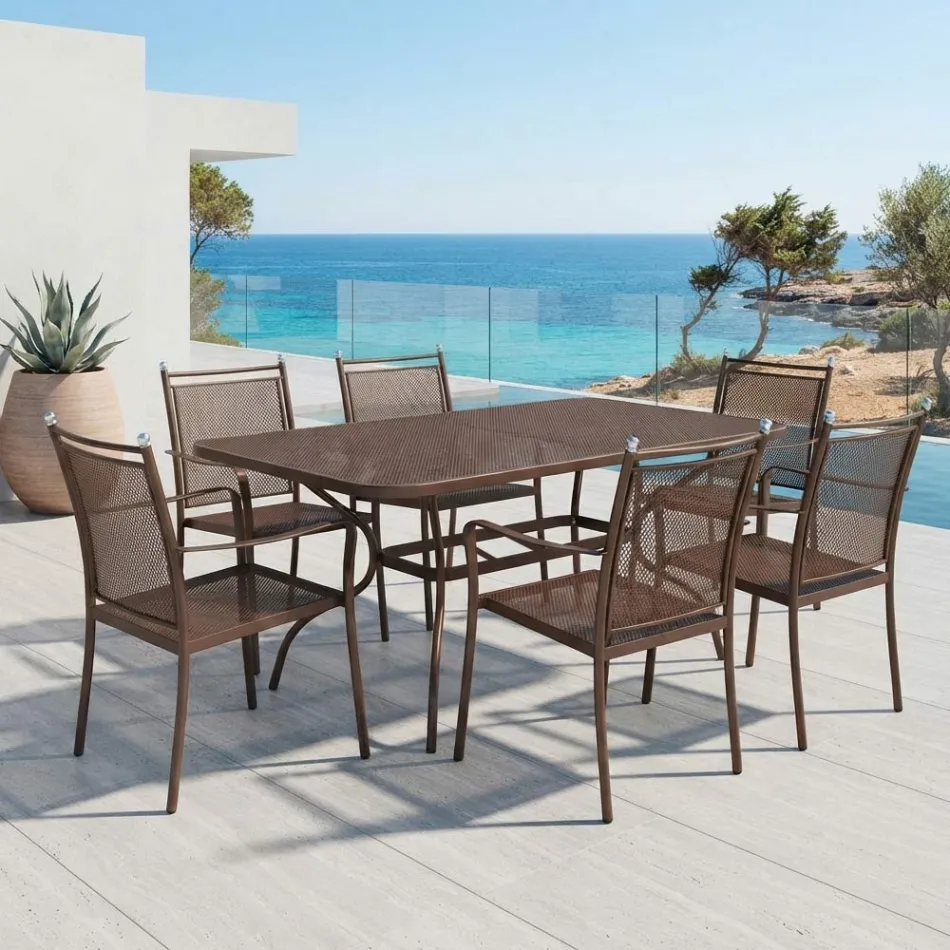 180 cm langer Gartentisch aus Metallgeflecht, hergestellt in Italien - Lirion Viadurini