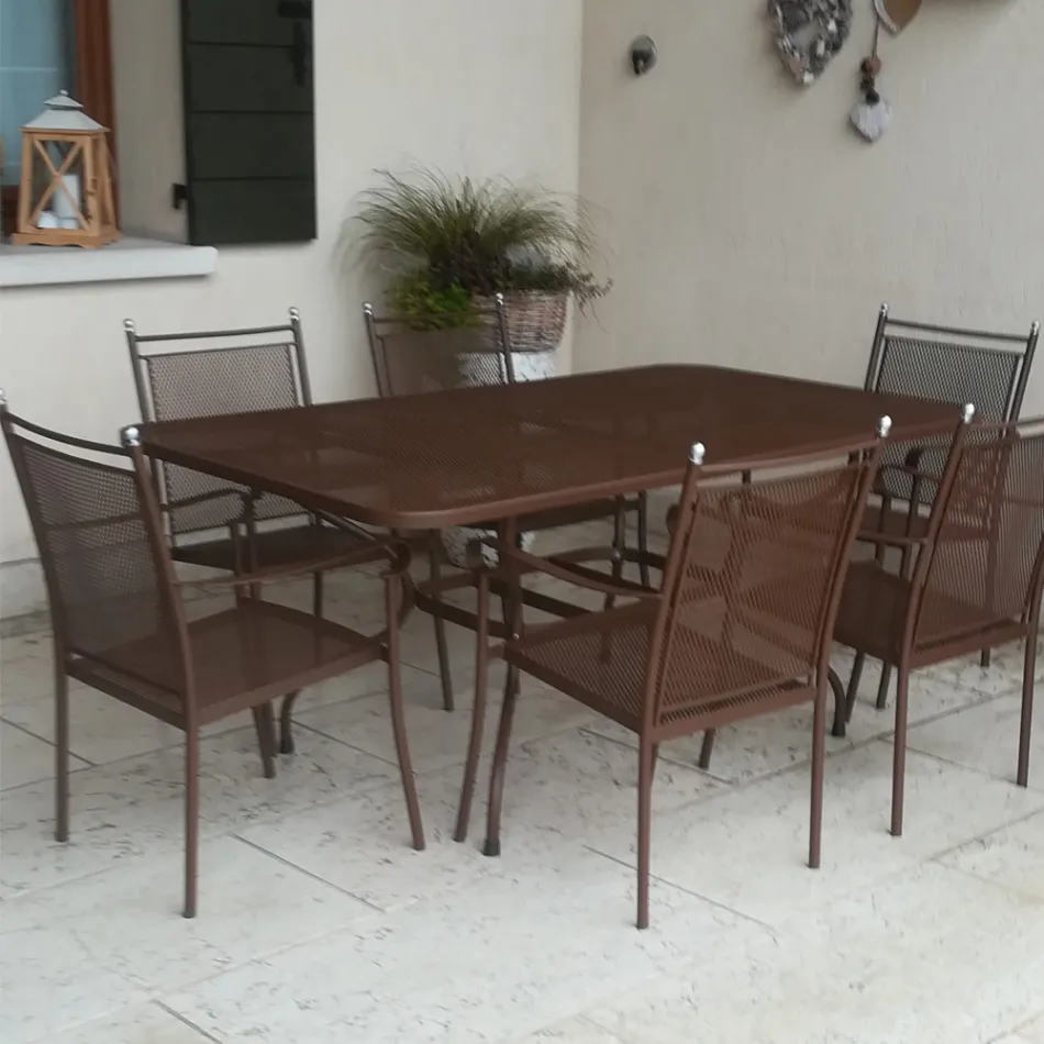 180 cm langer Gartentisch aus Metallgeflecht, hergestellt in Italien - Lirion Viadurini