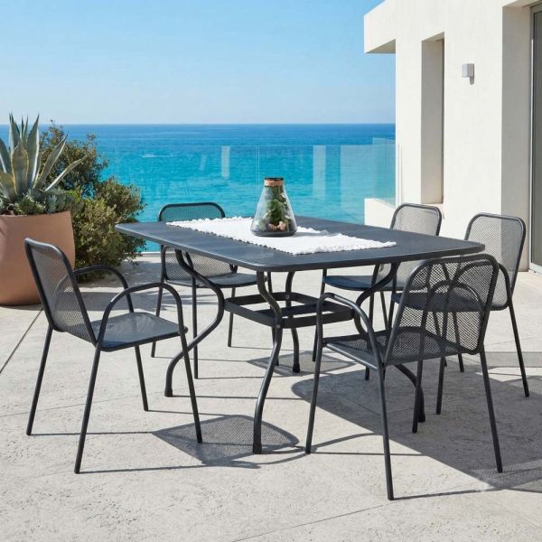 180 cm langer gartentisch aus metallgeflecht, hergestellt in italien - lirion