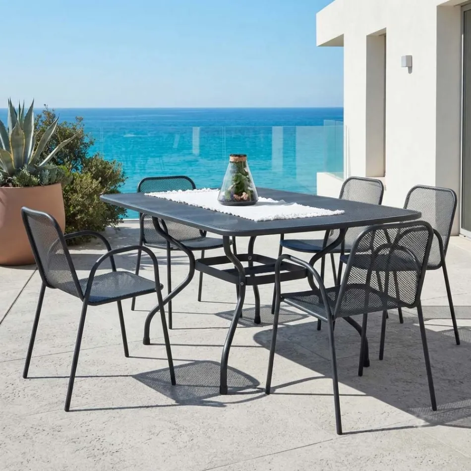 180 cm langer Gartentisch aus Metallgeflecht, hergestellt in Italien - Lirion Viadurini