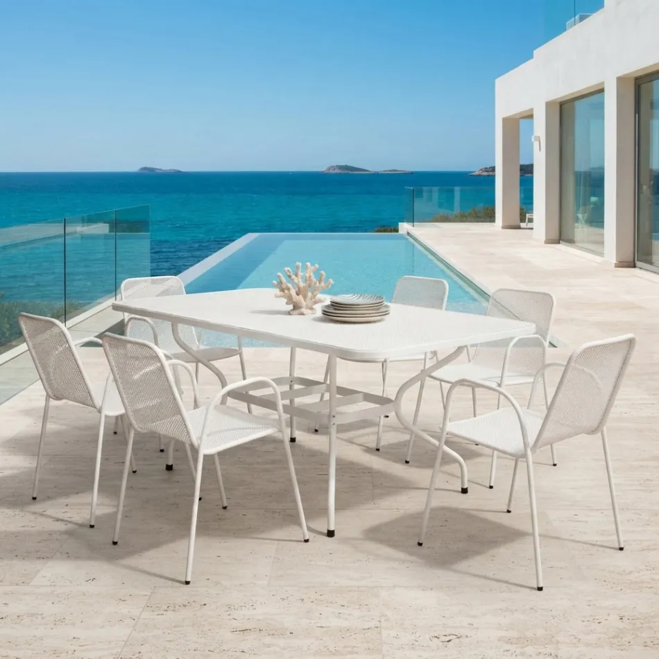 180 cm langer Gartentisch aus Metallgeflecht, hergestellt in Italien - Lirion Viadurini