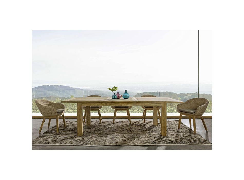Ausziehbarer Gartentisch bis 260 cm in Holz, 8 Sitzplätze Homemotion - Gismondo Viadurini