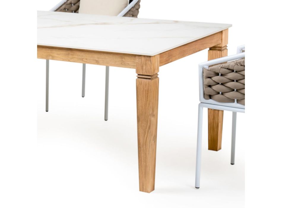 Gartentisch mit 4 Stühlen aus Aluminium und Flechten - Artes Viadurini