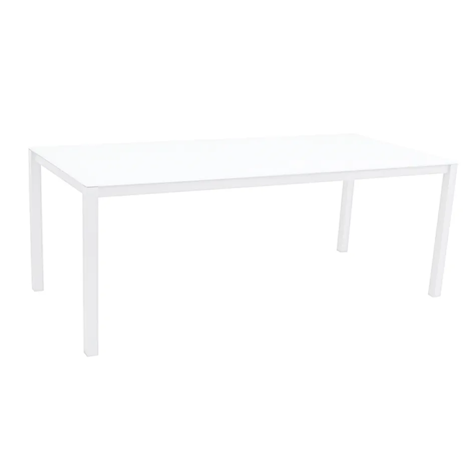 Gartentisch mit Struktur aus lackiertem Aluminium und Glasplatte - Salim Viadurini