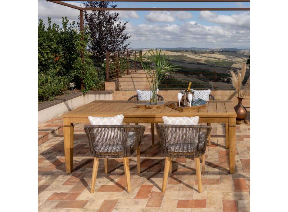 Gartentisch mit Struktur aus gebürstetem Naturteak - Artes Viadurini