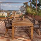 Gartentisch mit Struktur aus gebürstetem Naturteak - Artes Viadurini