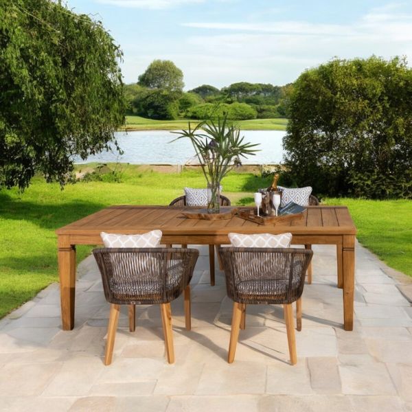 Gartentisch mit struktur aus gebürstetem naturteak - artes