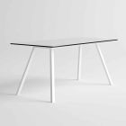 Gartentisch in modernem Design aus weißem Aluminium und Laminat - Oceania2 Viadurini