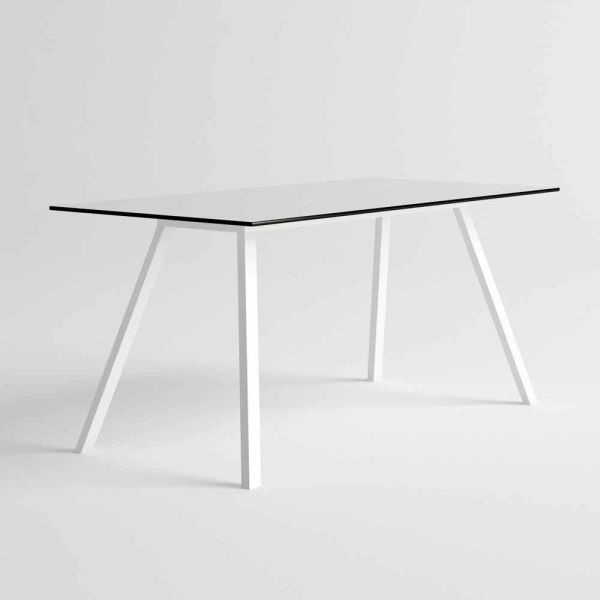 Gartentisch aus modernem design aus weißem aluminium und hpl-laminat - oceania2