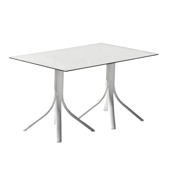 Luxus-gartentisch aus aluminium und weiß hpl oder gunmetal - filomena