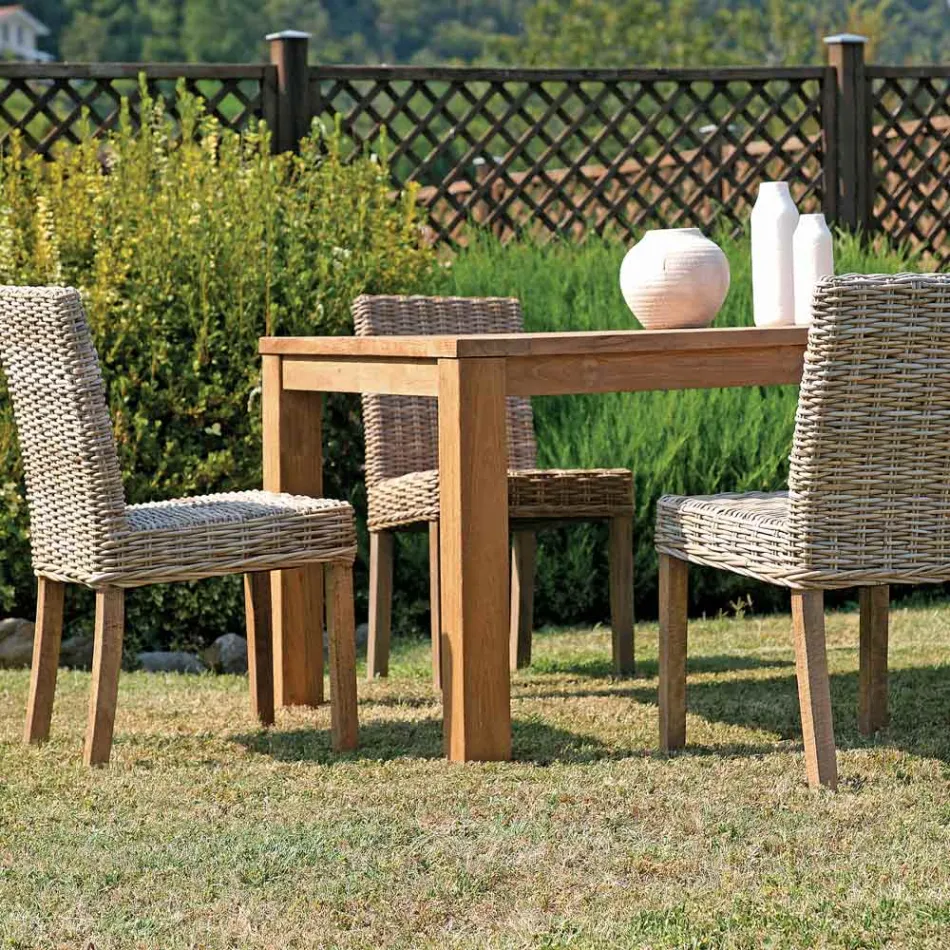 Rechteckiger Gartentisch aus recyceltem Teakholz - Elianto  Viadurini