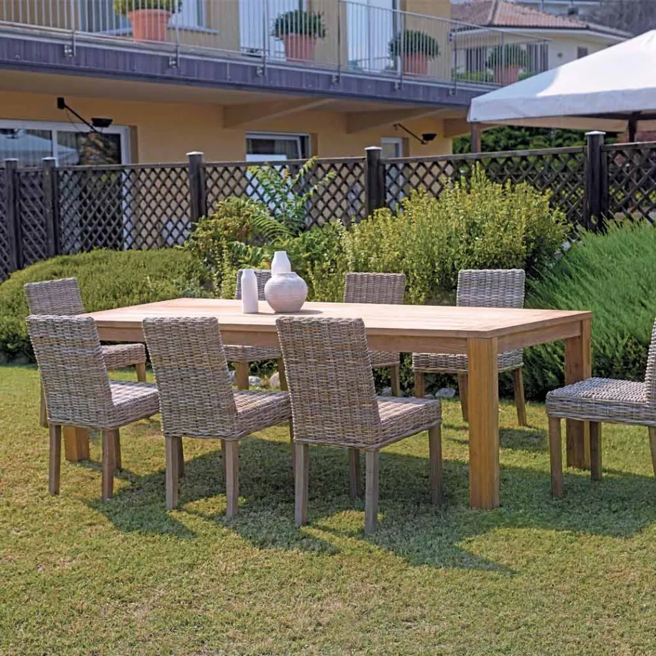 Rechteckiger Gartentisch aus recyceltem Teakholz - Elianto  Viadurini