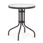 Runder Gartentisch aus Stahl mit Designglasplatte - Purizia Viadurini