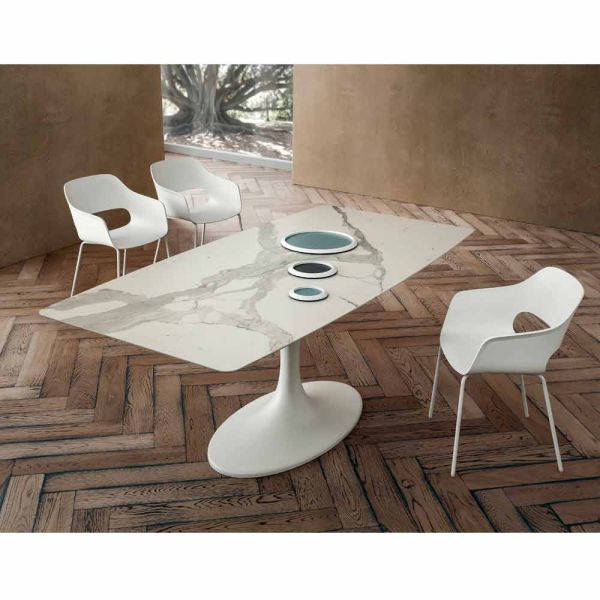 Barrel esstisch aus laminam und synthetischem marmor made in italy - brontolo