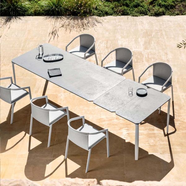 Ausziehbarer esstisch im freien 318 cm aus aluminium und steinzeug - filomena