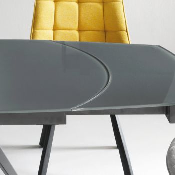 Ausziehbarer Esstisch bis 180 cm aus Glas und lackiertem Metall - Beatriz