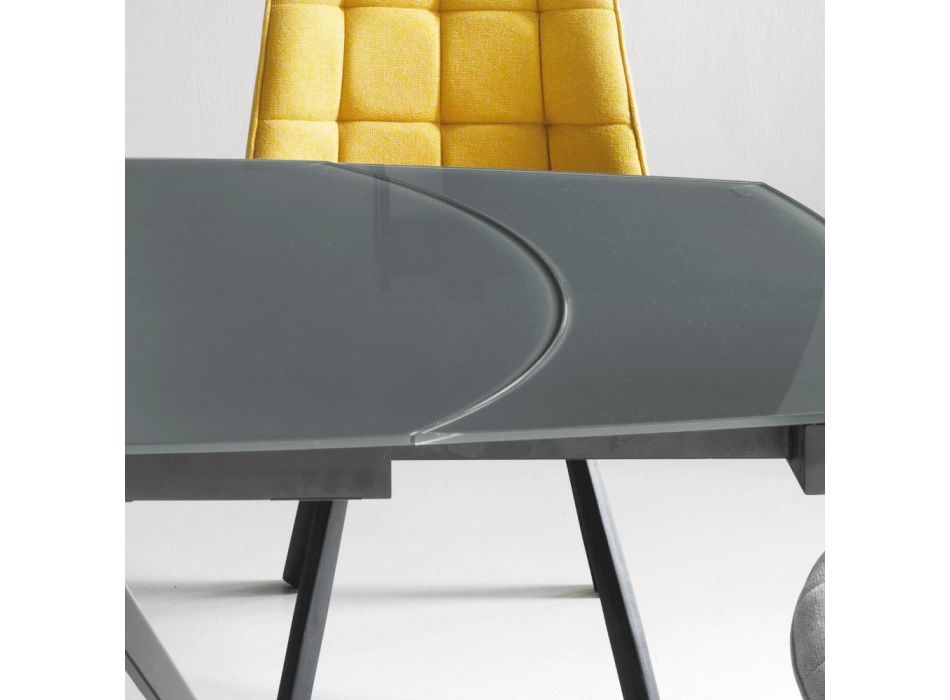 Ausziehbarer Esstisch bis 180 cm aus Glas und lackiertem Metall - Beatriz Viadurini