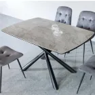 Ausziehbarer Esstisch (200/230 cm) aus Glas, Keramik und Metall - Naisha Viadurini
