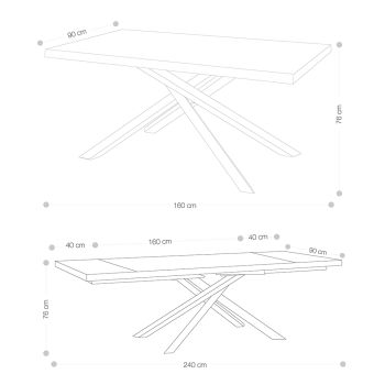 Ausziehbarer Esstisch bis 240 cm aus Eichenholz Made in Italy - Persico