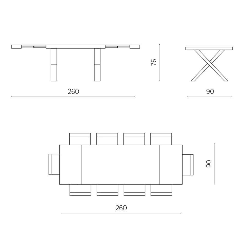 Esstisch ausziehbar auf 260 cm Moderne Betonoptik - Lenova Viadurini