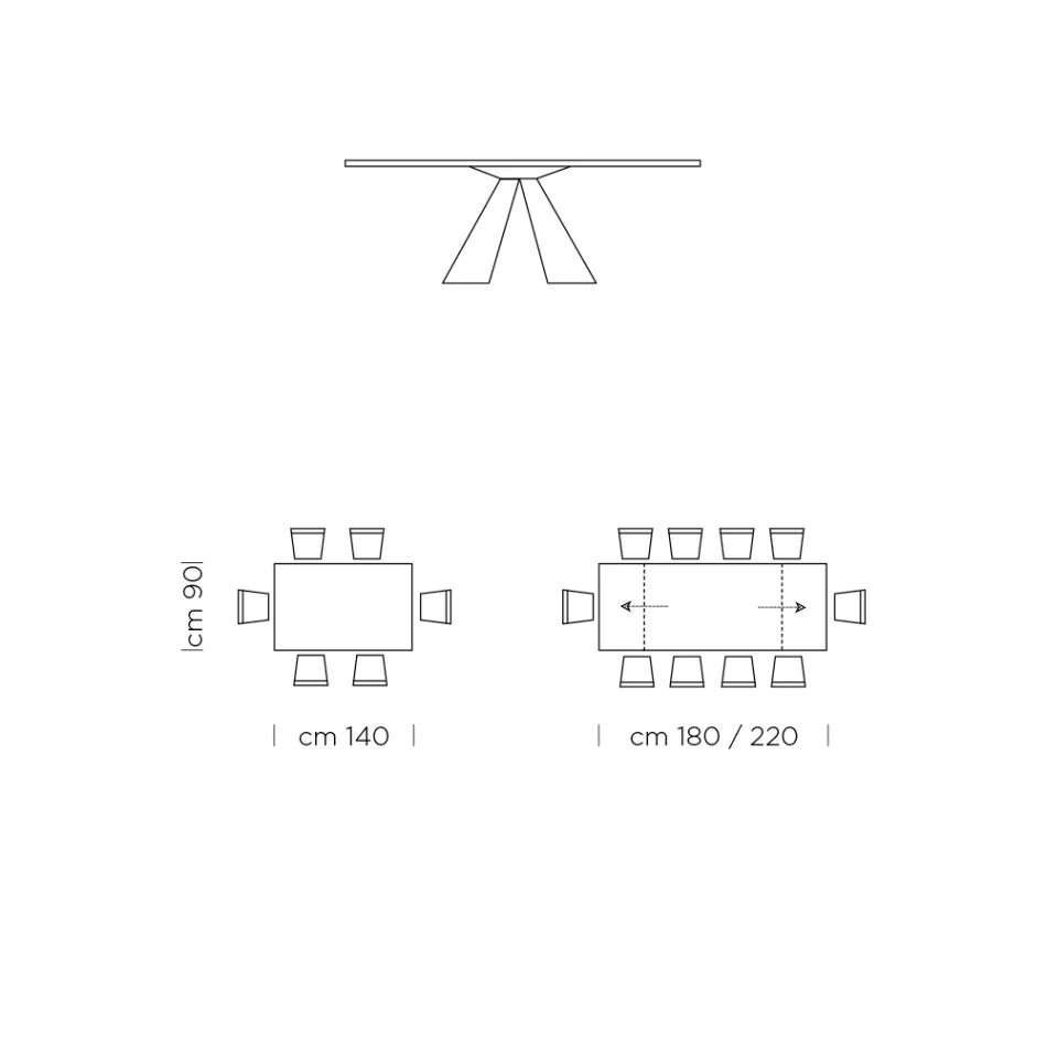 Ausziehbarer Esstisch auf 300 cm aus HPL-Laminat, hergestellt in Italien – Dalmatiner Viadurini