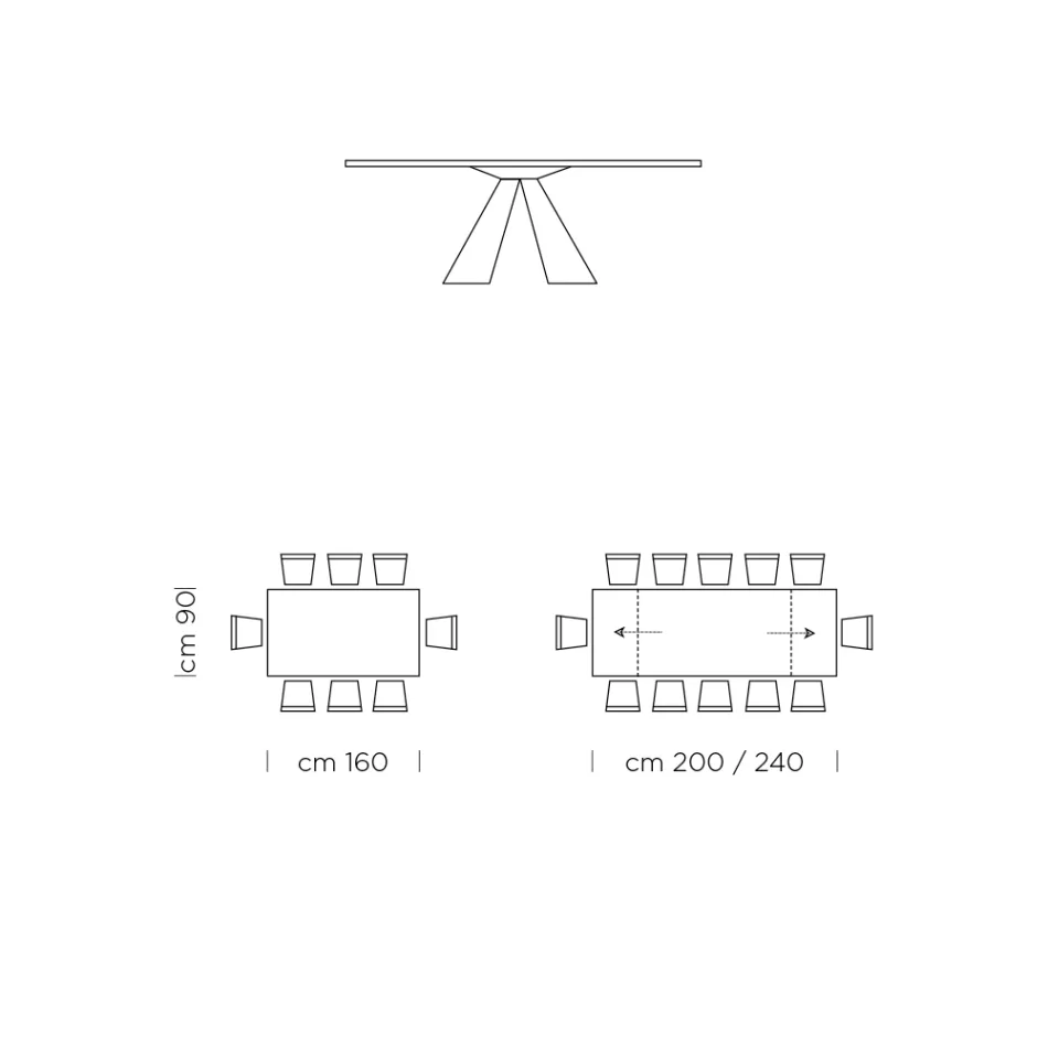Ausziehbarer Esstisch auf 300 cm aus HPL-Laminat, hergestellt in Italien – Dalmatiner Viadurini