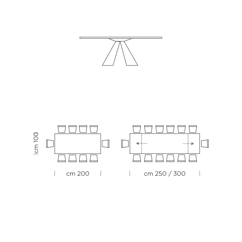 Ausziehbarer Esstisch auf 300 cm aus HPL-Laminat, hergestellt in Italien – Dalmatiner Viadurini
