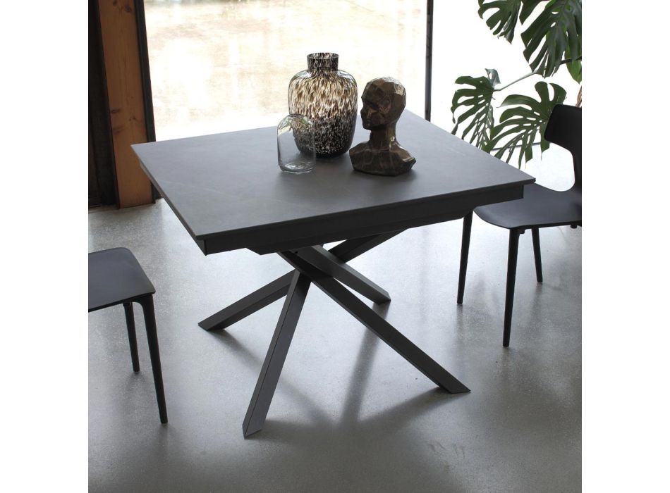 Ausziehbarer Esstisch mit Metallstruktur, hergestellt in Italien – elastisch Viadurini