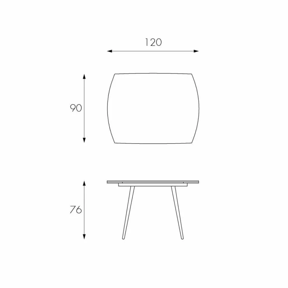 Ausziehbarer Esstisch mit Japan New Glasplatte Viadurini