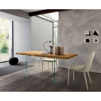 Ausziehbarer Esstisch Bis zu 280 cm aus Holz und Glas Made in Italy - Focus