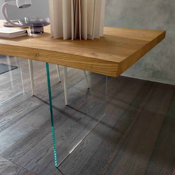 Ausziehbarer Esstisch Bis zu 280 cm aus Holz und Glas Made in Italy - Focus