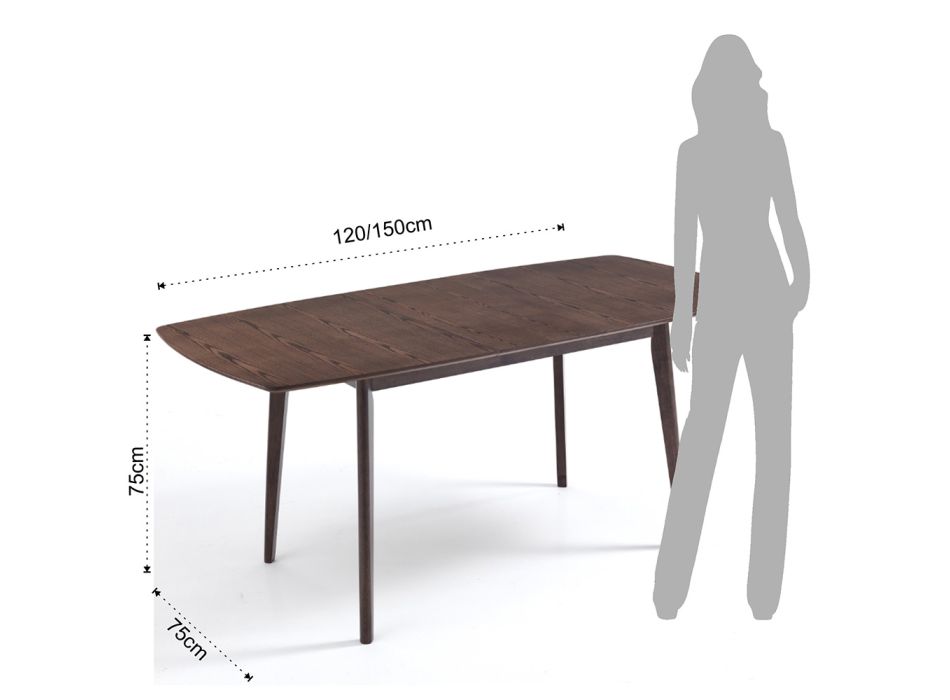 Ausziehbarer Esstisch Bis zu 150 cm aus Mdf und Massivholz - Decio Viadurini