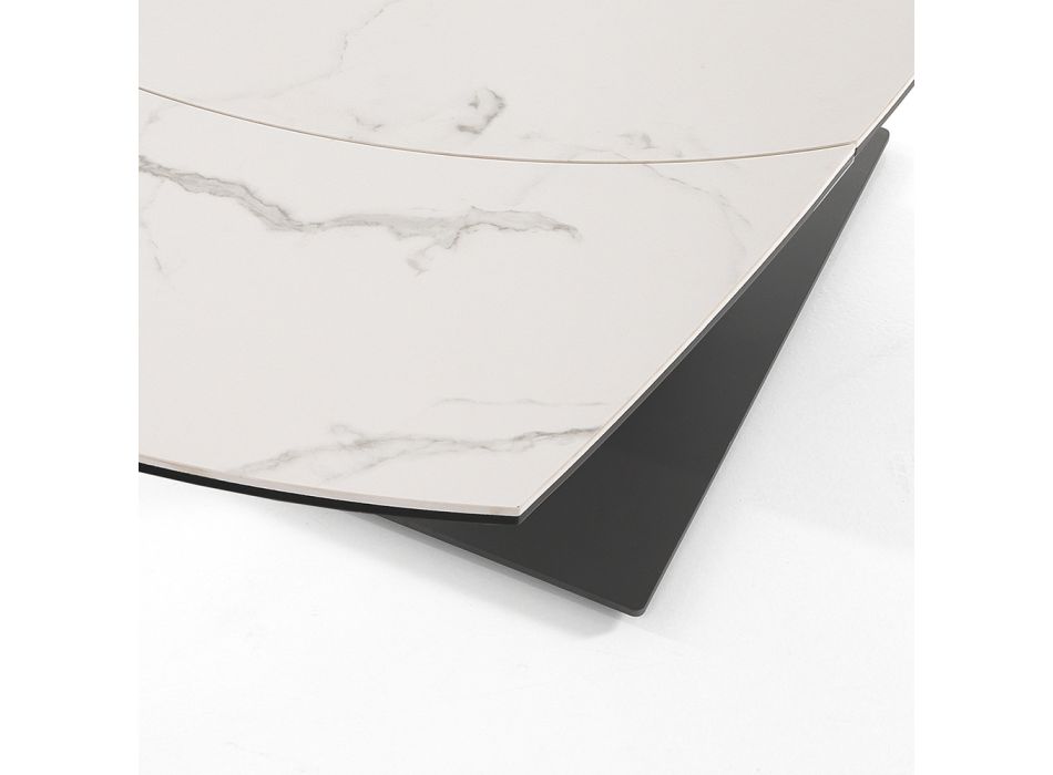 Ausziehbarer Esstisch bis 180 cm in Keramik und Stahl - Catone Viadurini