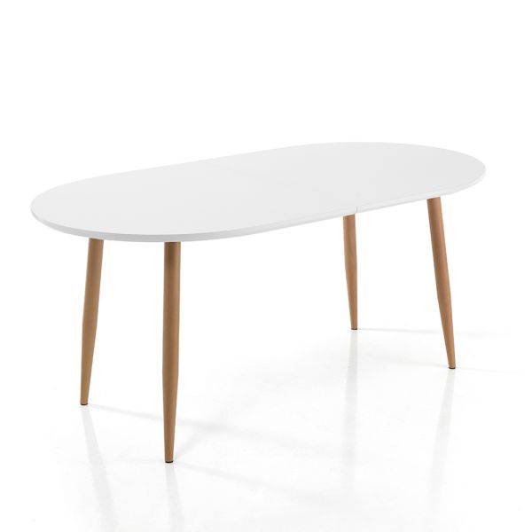 Ausziehbarer esstisch bis 220 cm in mattweiß mdf - toledo