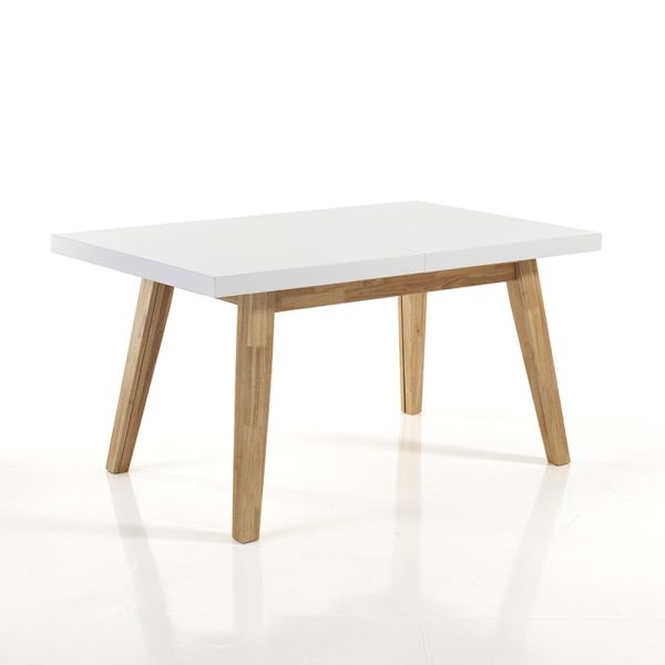 Ausziehbarer esstisch bis zu 270 cm aus weiß lackiertem mdf - fedora