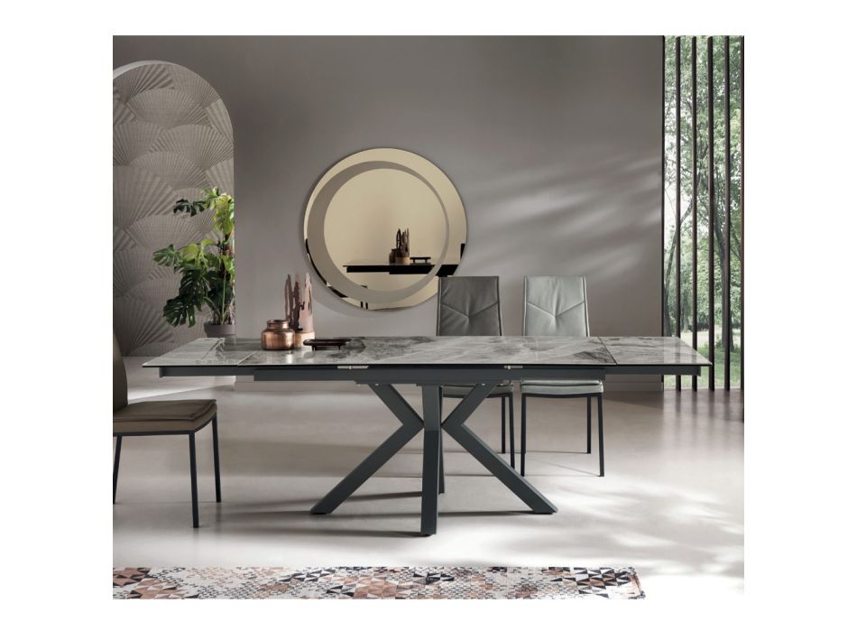 Ausziehbarer Esstisch bis 240 cm aus Feinsteinzeug - Domagnano Viadurini