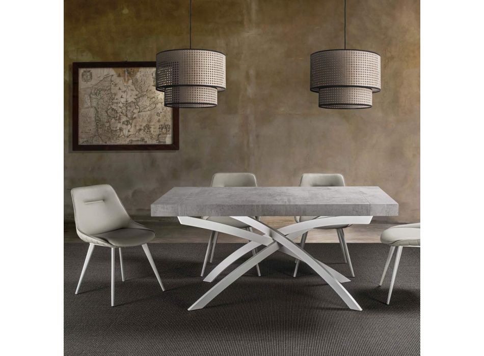 Ausziehbarer Esstisch Bis zu 260 cm aus Melaminholz und Metall - Lukas Viadurini