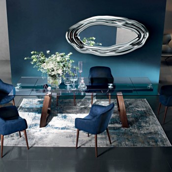 Ausziehbarer Esstisch bis 280 cm aus Glas Made in Italy - Antimo