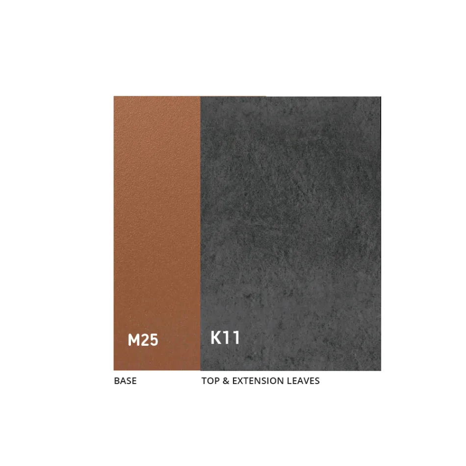 Ausziehbarer Esstisch bis zu 280 oder 298 cm, Keramik, Metall - Revia Viadurini