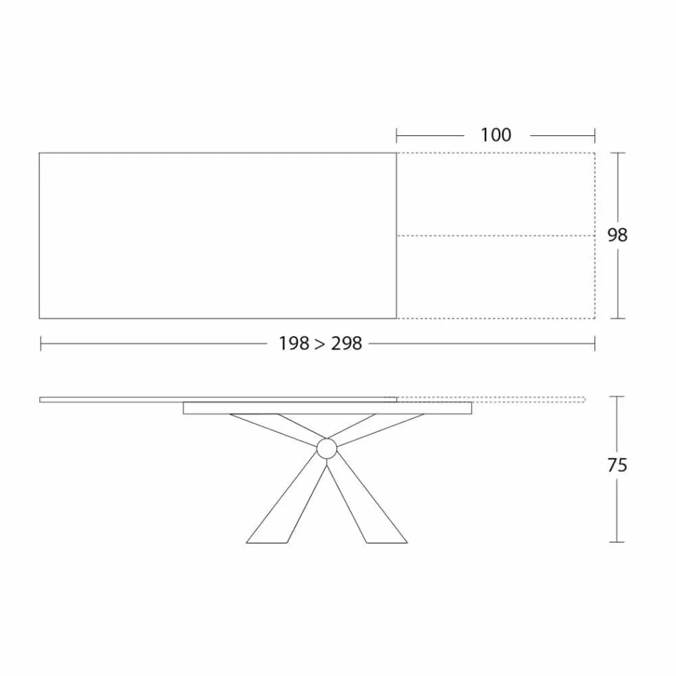 Ausziehbarer Esstisch Bis zu 298 cm aus Keramik Made in Italy - Anaconda Viadurini
